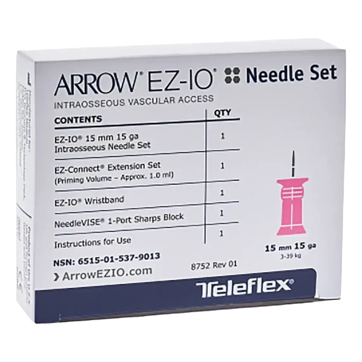 EZ-IO Infusionsnadel, 15 mm, Rosa, Einzelnadel &ndash; Ansicht 2