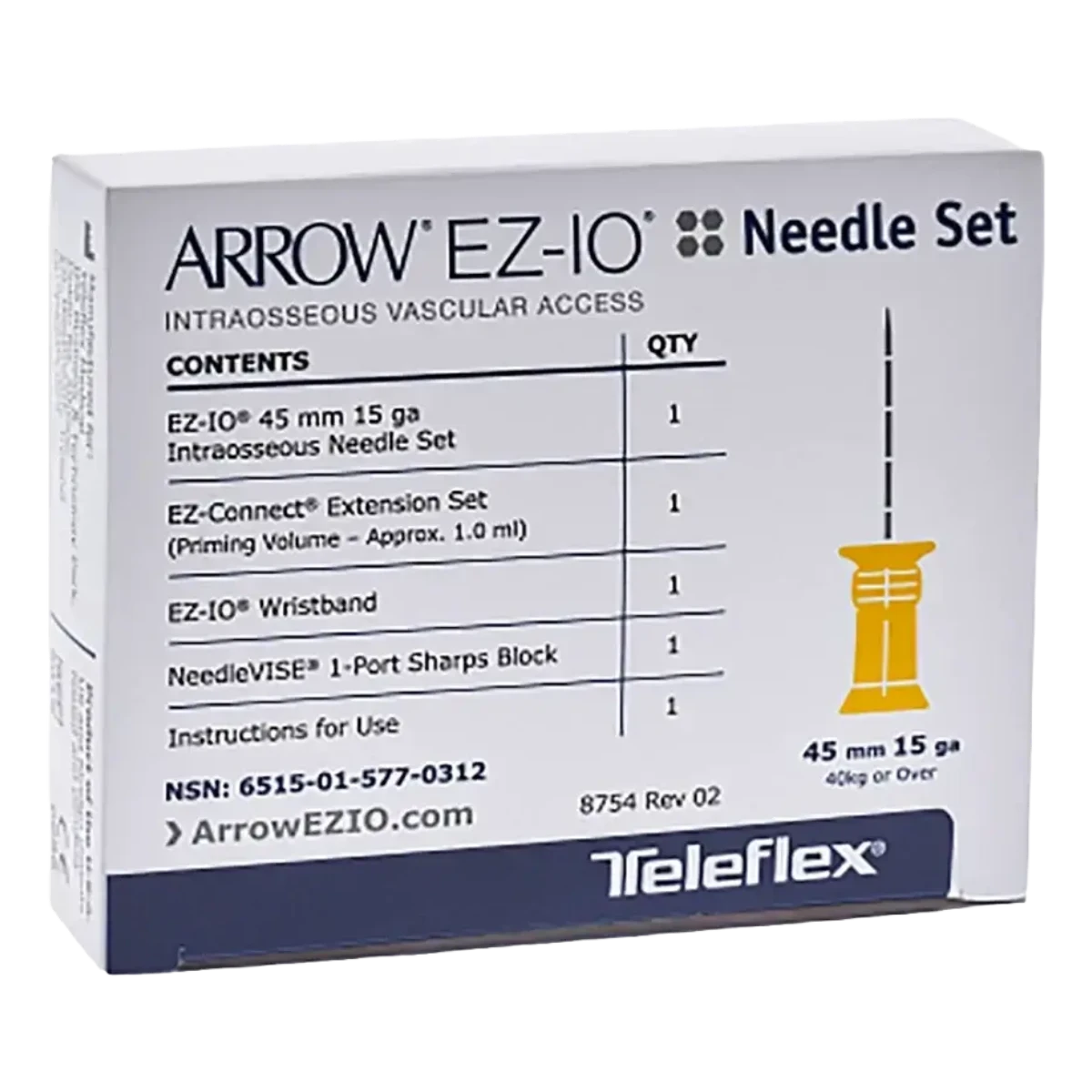 EZ-IO Infusionsnadel, 45 mm, Gelb, Einzelnadel &ndash; Ansicht 2