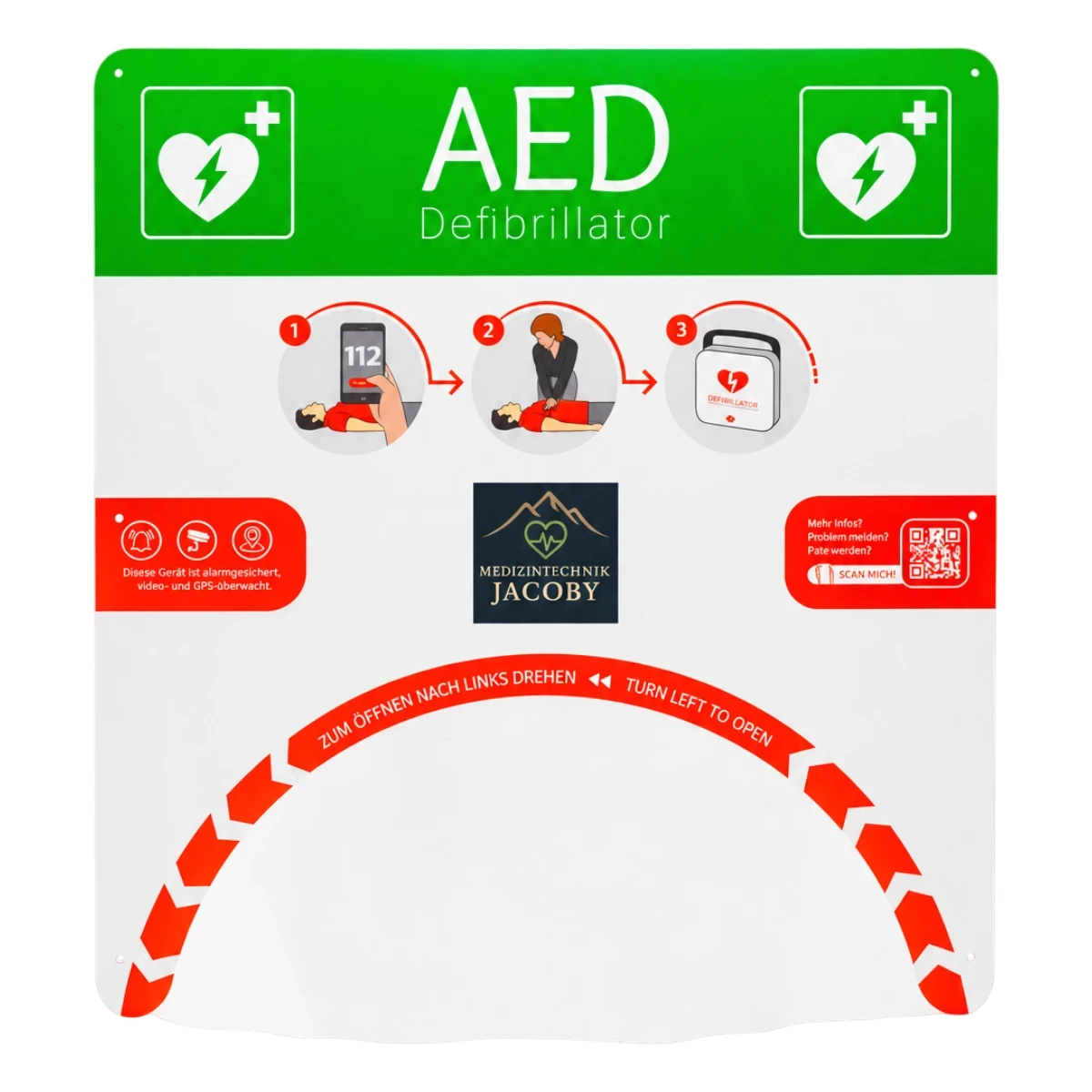 AED-Half-Backboard "Indoor/Outdoor" - Ausführung: Normal - Individualisierung: Ohne Individualisierung