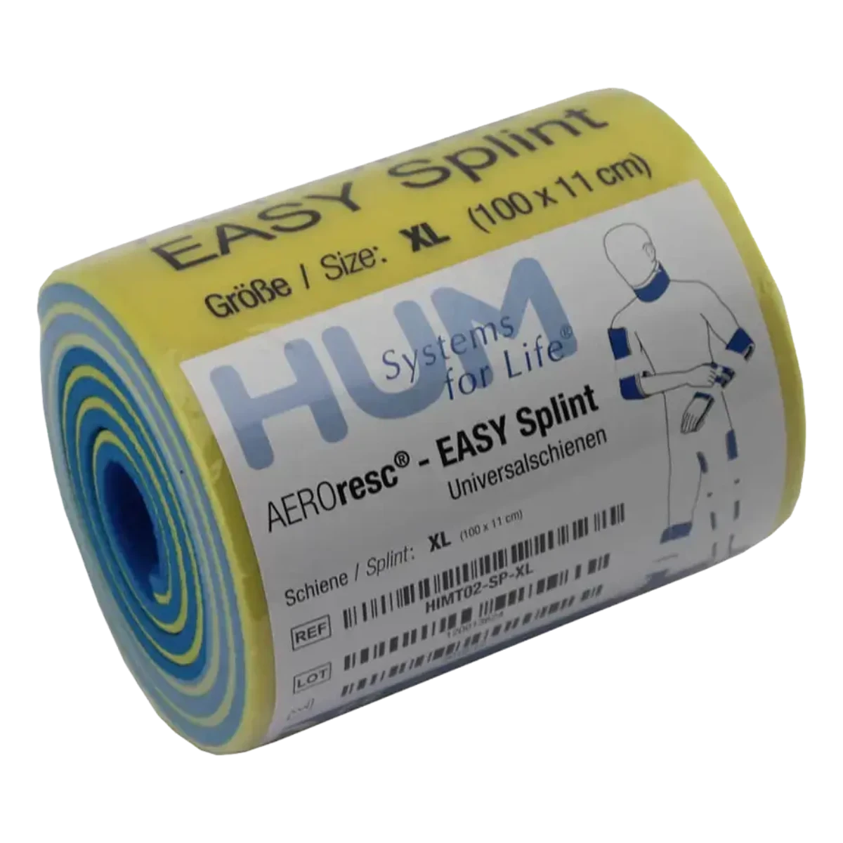 AEROresc EASY Splint XL gerollt 11 x 100 cm, gelb/blau