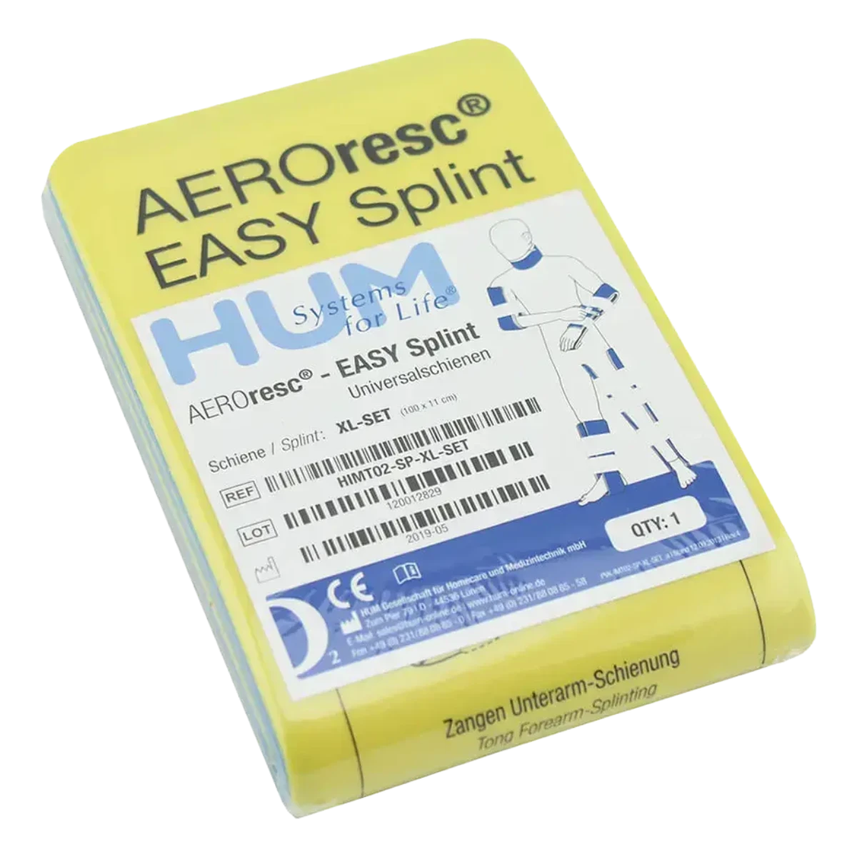 AEROresc EASY Splint XL gefaltet 11 x 100 cm, gelb/blau