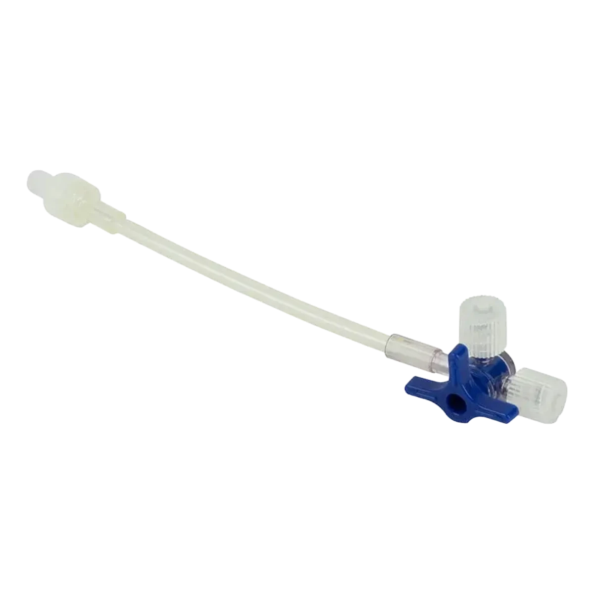 Dreiwegehahn Discofix mit 10 cm Schlauch, blau
